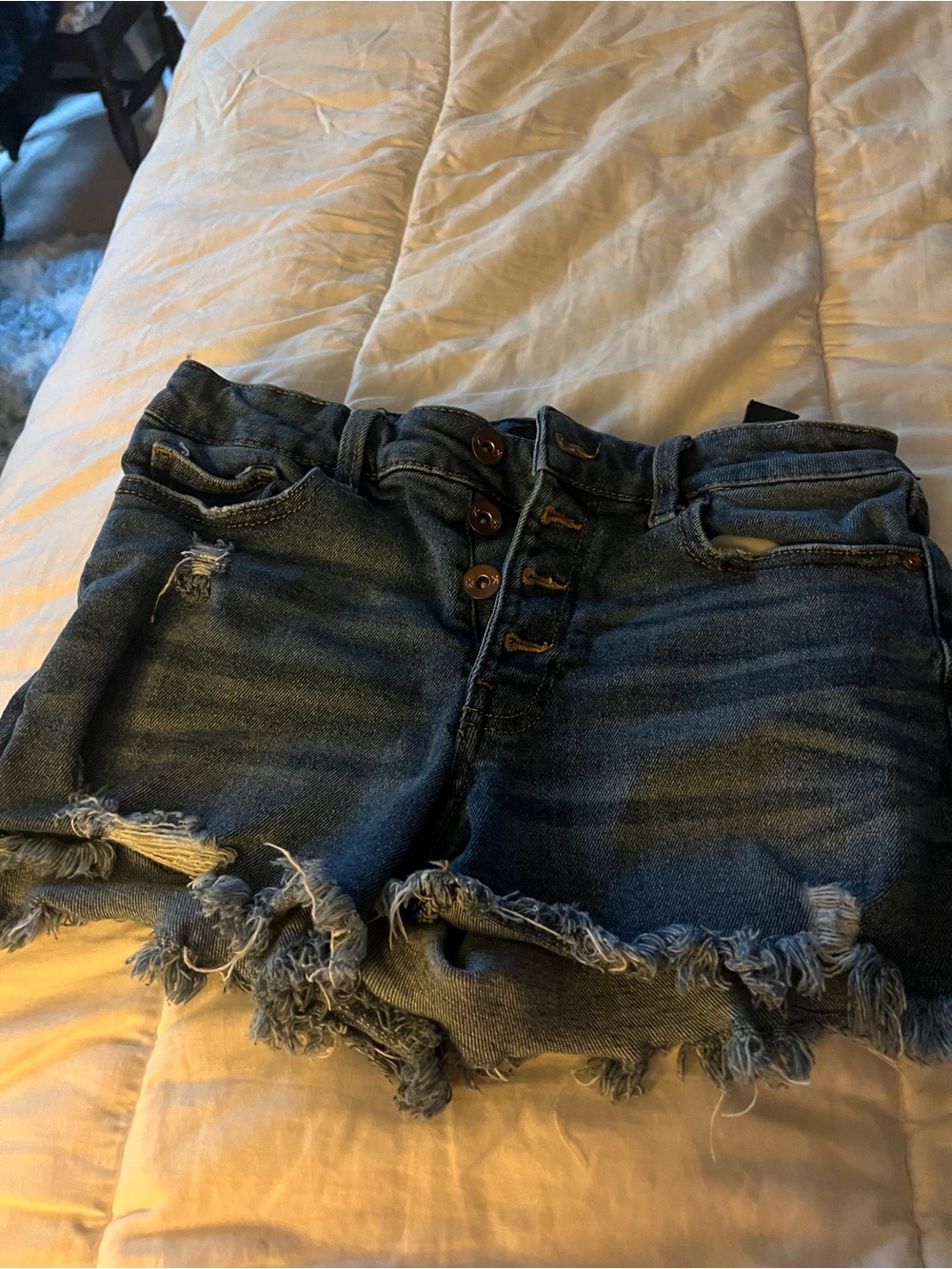 Kendall & Kylie Medium Blue Distressed Denim Cutoff Shorts